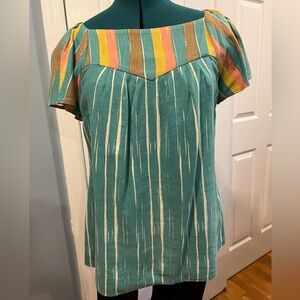 Green, pink & gold Lauren Moffatt top.